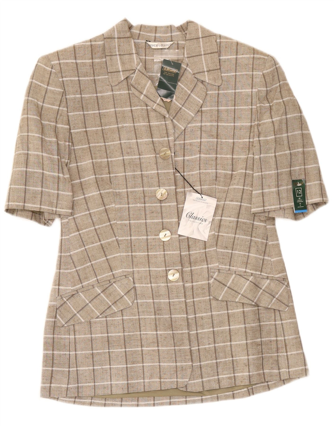 St. Bernard Cardigan à manches courtes pour femme UK 12 Marron moyen à carreaux