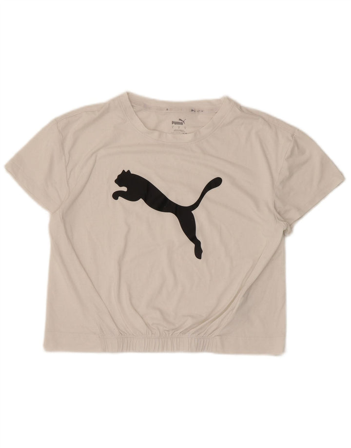 Puma T-shirt court graphique pour femme UK 10 Small Blanc Polyester