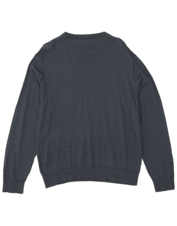 Zara Pull Col Bateau Homme XL Bleu Marine Laine
