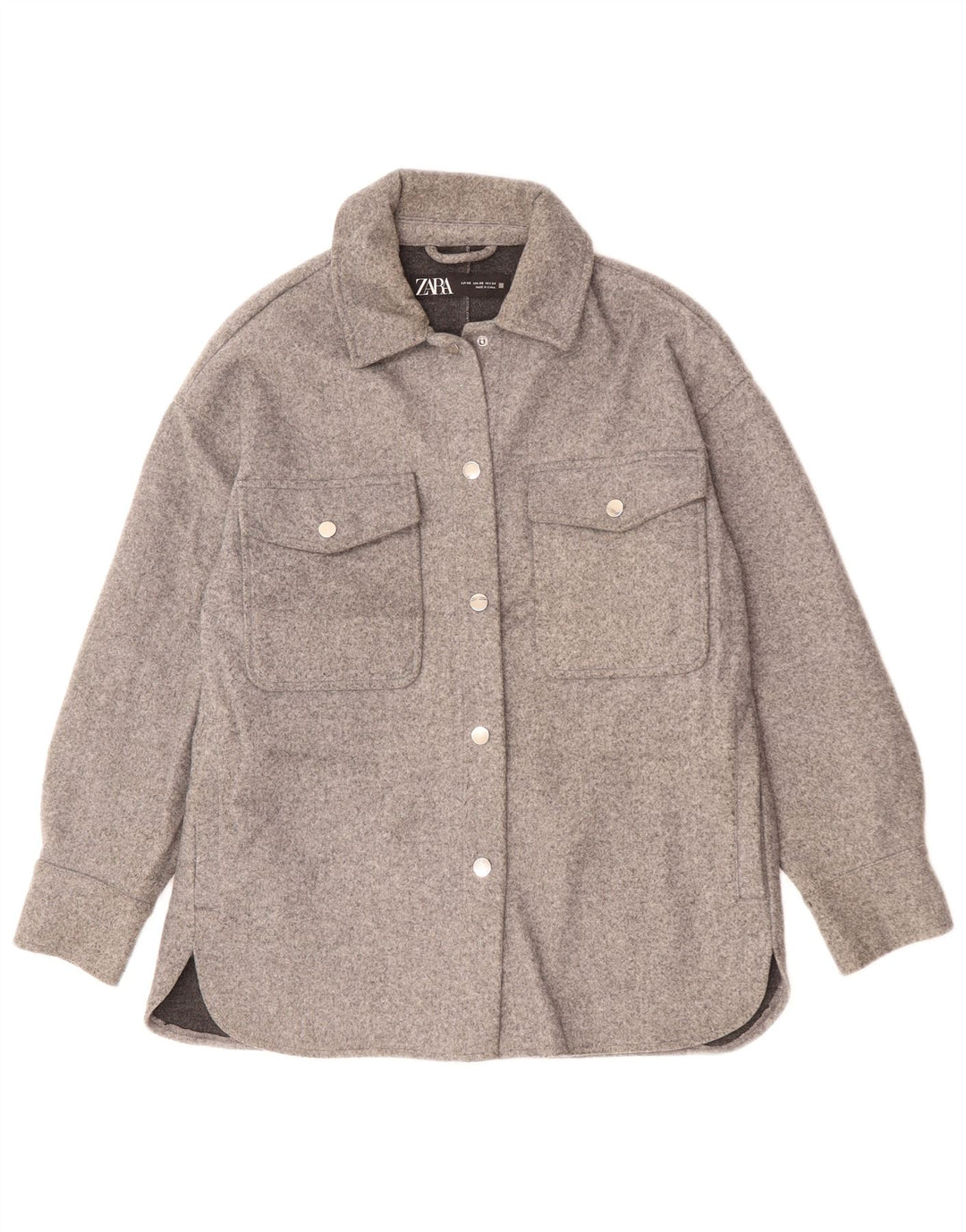 Zara Veste bomber surdimensionnée pour femme UK 6 XS Gris Polyester