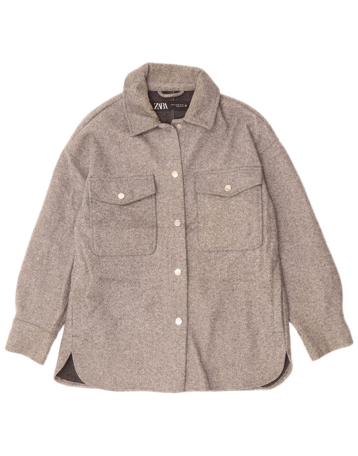 Zara Veste bomber surdimensionnée pour femme UK 6 XS Gris Polyester