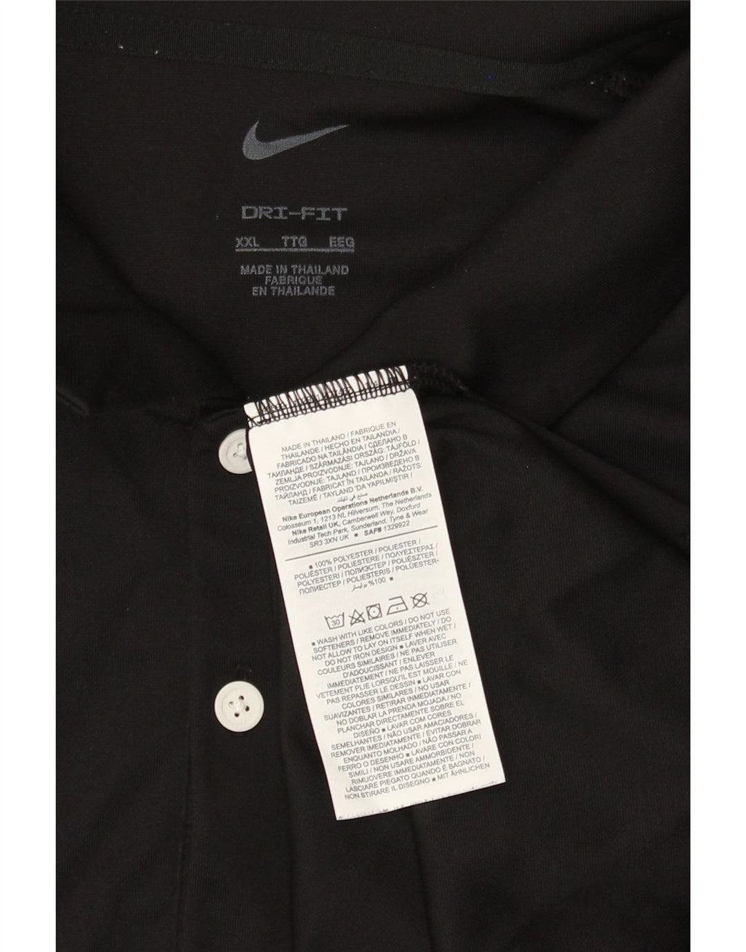 Nike Polo Homme 2XL Noir Polyester