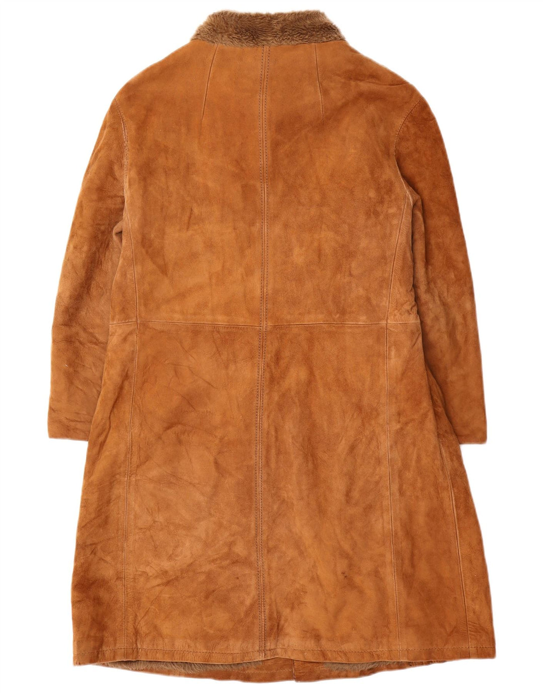 vintage Femmes Suède Pardessus UK 10 Petit Brun