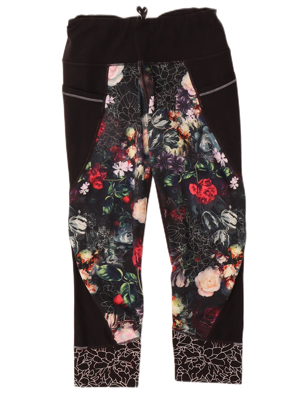 Athleta Leggings courts pour femme UK 44 Polyester floral noir moyen