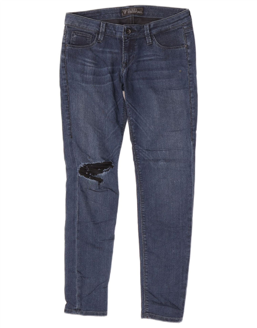 Guess Femme Beverly Jean skinny effet vieilli W29 L27 Bleu Polyester