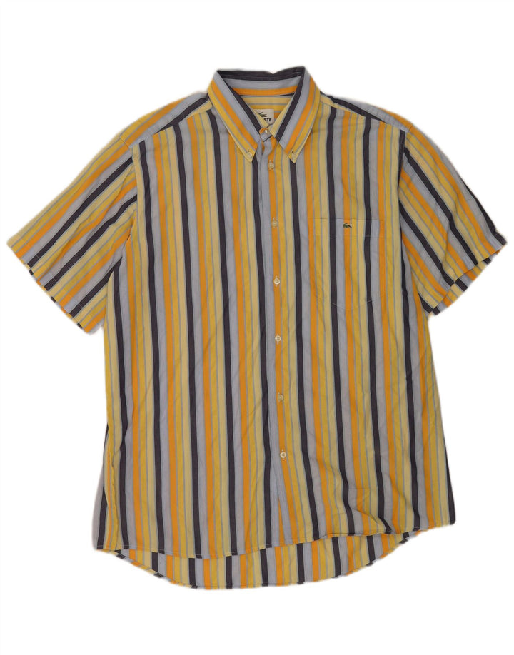 Lacoste Chemise à manches courtes pour homme Taille 42 Grand coton rayé multicolore