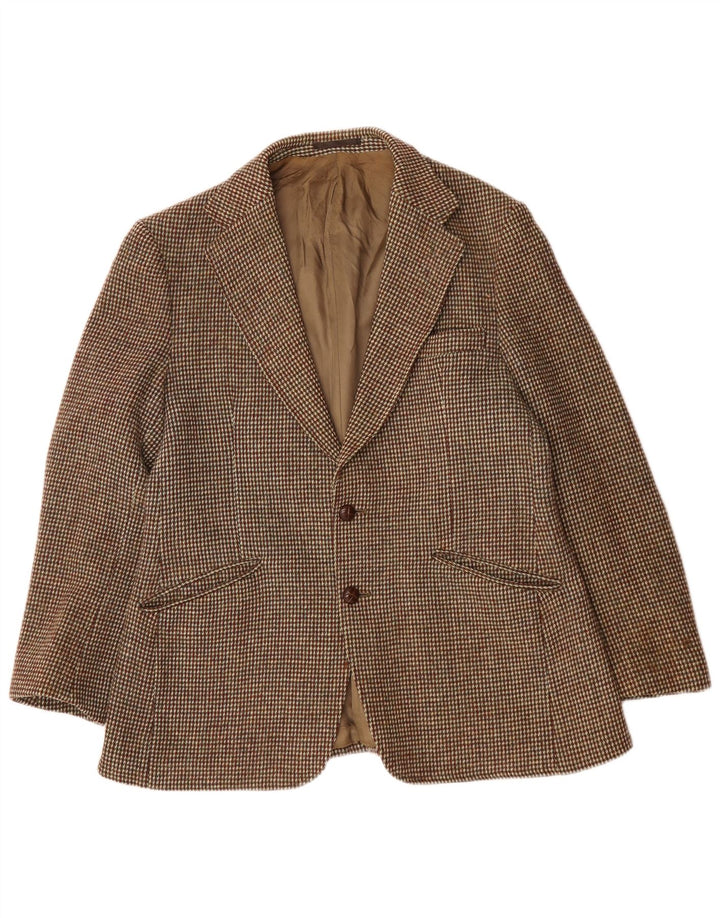 Harris Tweed Veste blazer à 2 boutons pour homme UK 38 en laine à carreaux marron moyen