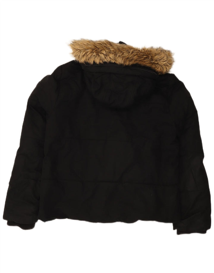 Jack Wills Veste matelassée à capuche pour femme UK 14 Large Noir Polyester