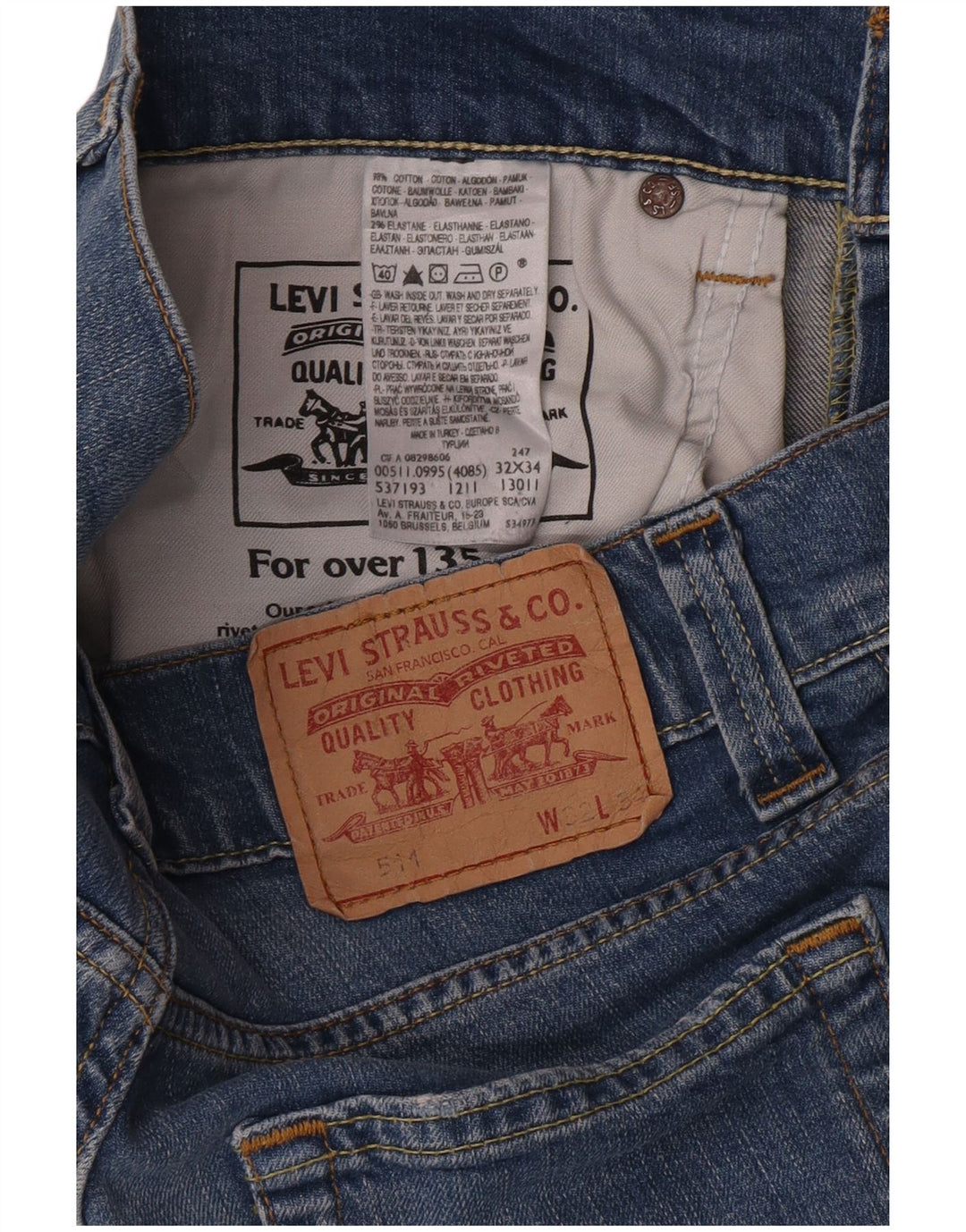 Levi's Jean Slim 511 Femme W32 L26 Bleu Coton