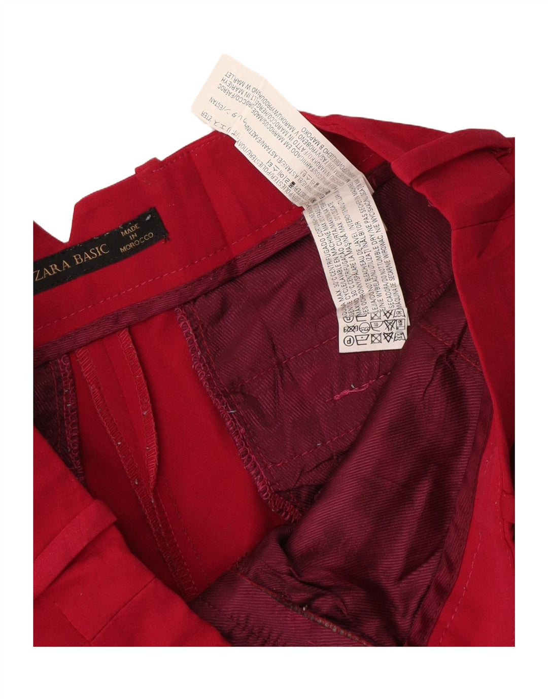 Short Chino Femme Zara Petit W26 Rouge Polyester