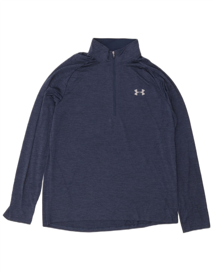 Under Armour Haut ample à manches longues et col zippé pour homme Bleu Taille L