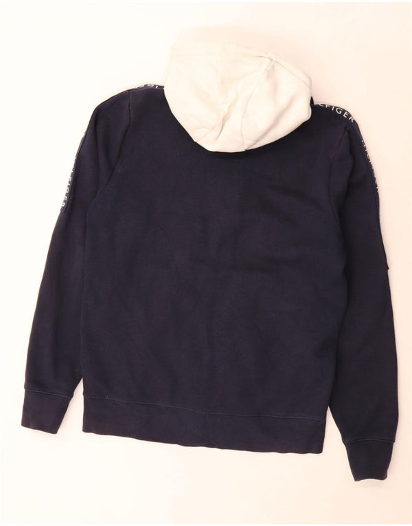 Tommy Hilfiger Pull à capuche zippé graphique pour homme Small Bleu marine Colourblock