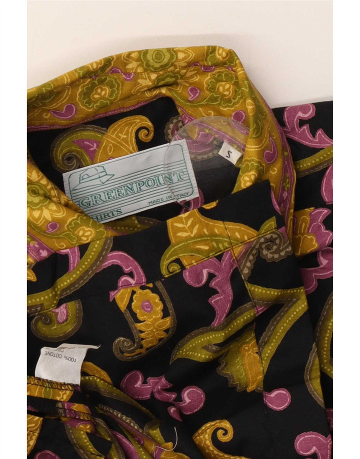 Chemise à manches courtes Vintage pour hommes, coton Paisley noir moyen