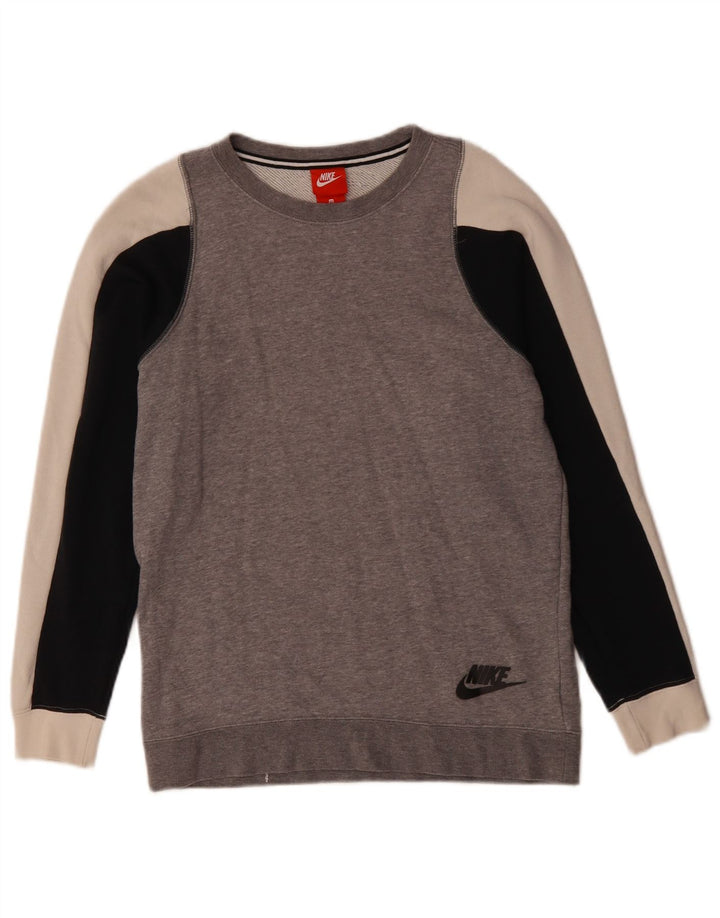 Nike Mens Sweatshirt Jumper XS Gris Colorblock Coton