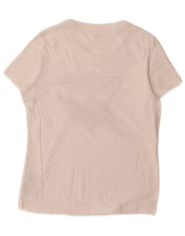 Guess T-shirt graphique coupe slim pour femme UK 6 XS en coton blanc