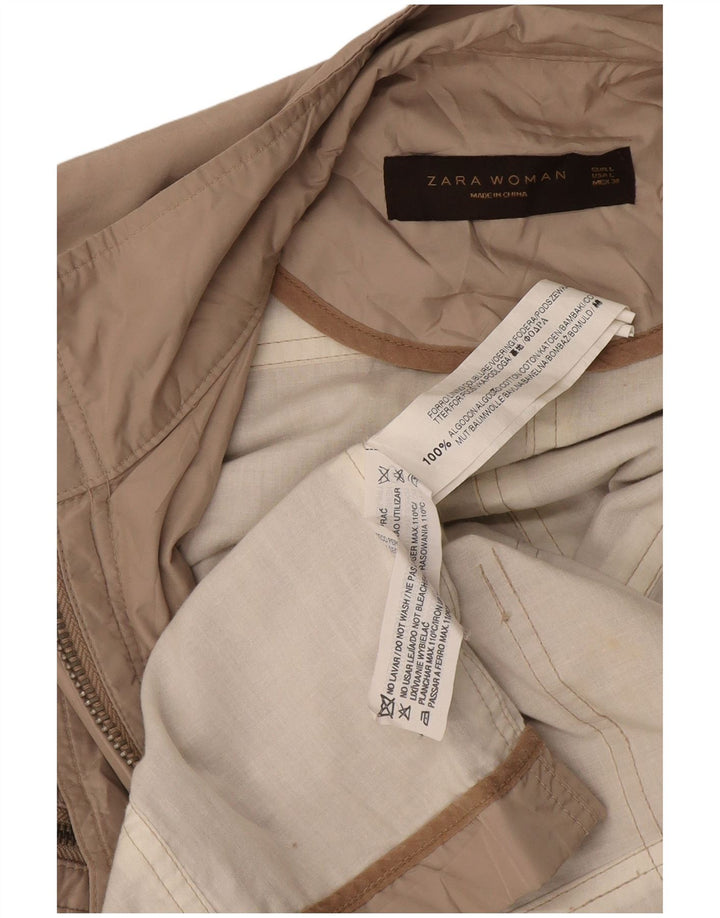Zara Veste utilitaire pour femme UK 14 Grand coton beige