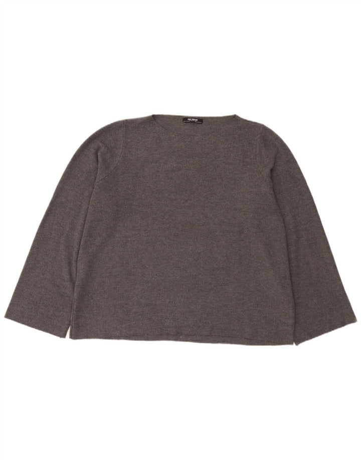Zara Femme Haut Oversize Manches Longues UK 14 Gris Moyen