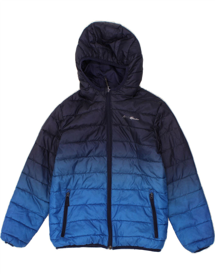 EDDIE BAUER Boys Hooded Padded Jacket 7-8 Years Small  Navy Blue Vintage Eddie Bauer and Second-Hand Eddie Bauer from Messina Hembry 