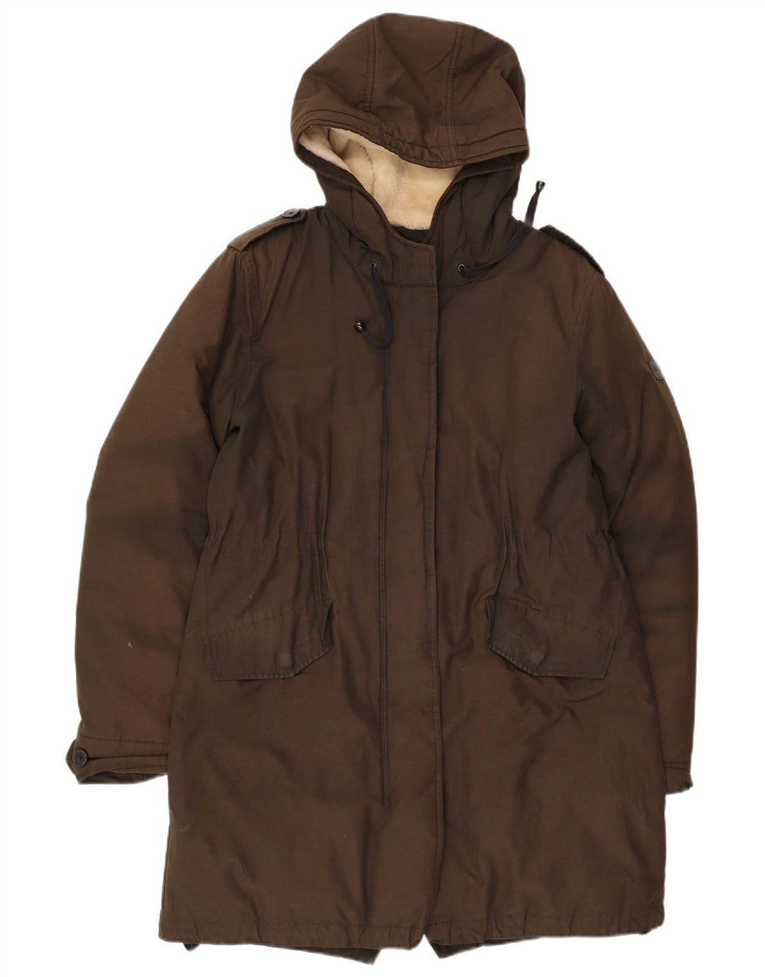 WRANGLER Parka à capuche pour femme UK 14 en coton kaki moyen