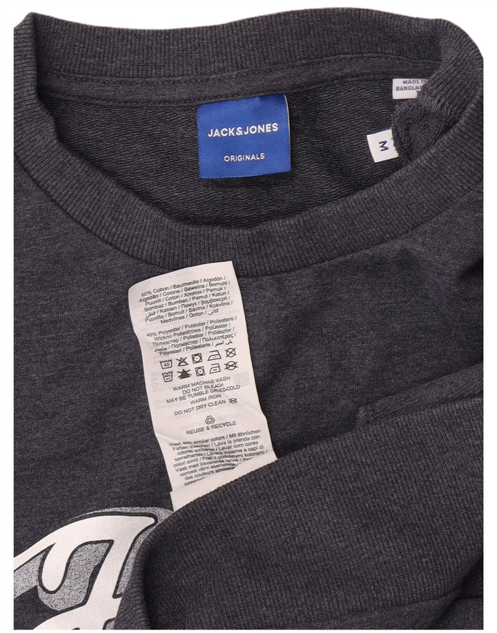 Jack & Jones Sweat-Shirt Graphique en Coton Chiné Bleu Moyen Homme
