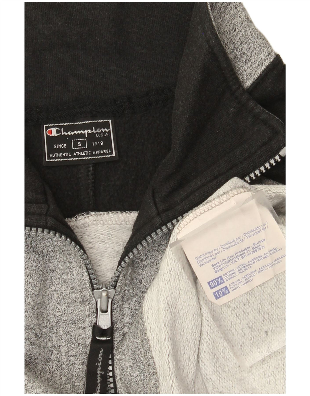 Champion Sweat-shirt graphique à col zippé pour homme, petit, gris color block