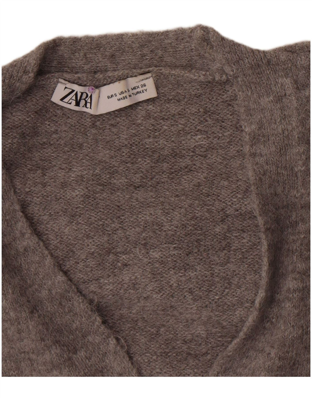 Zara Womens Crop Cardigan Pull UK 8 Petit Gris