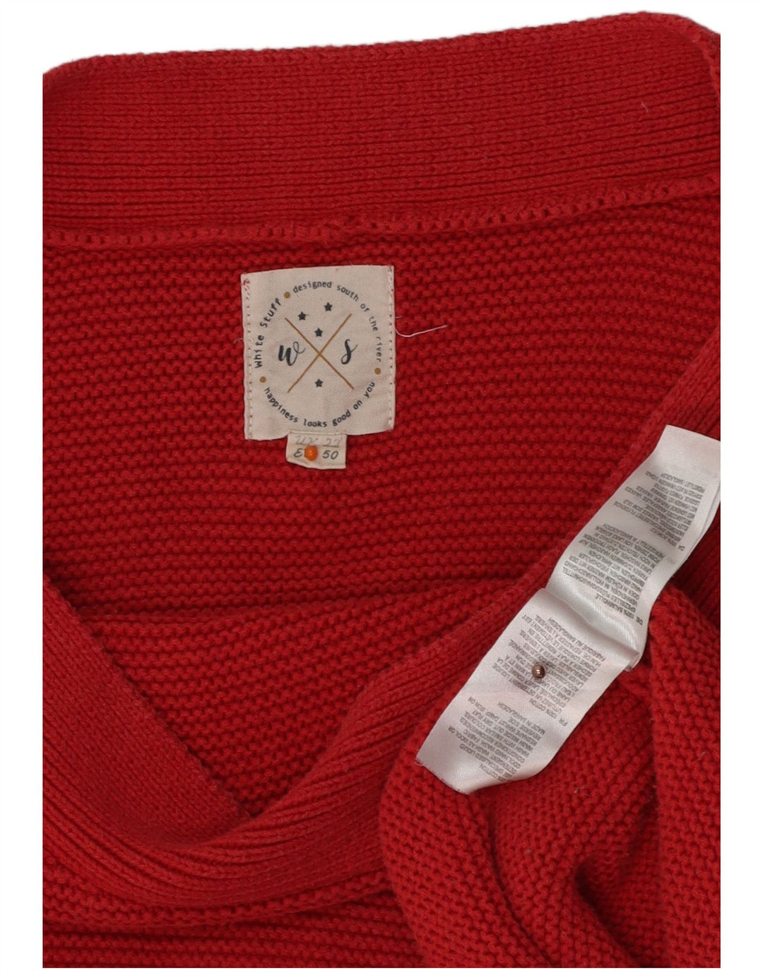 WHITE STUFF Pull col bateau pour femme UK 22 3XL Rouge Coton