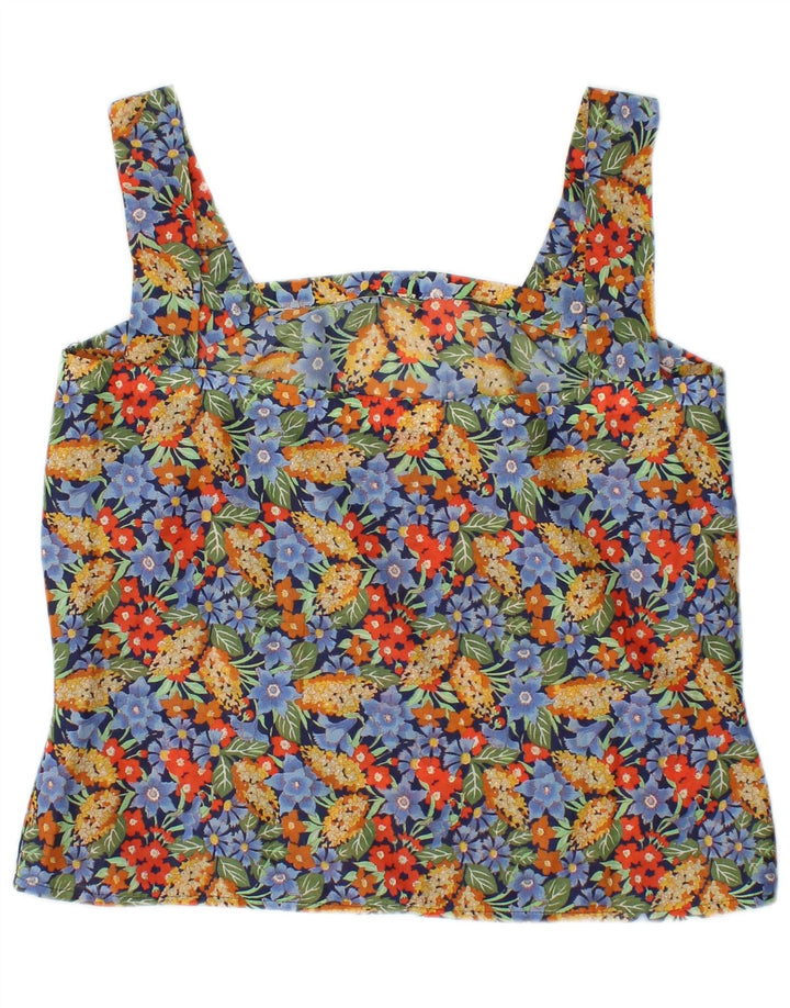 vintage Femmes Cami Top UK 10 Petit Floral Multicolore