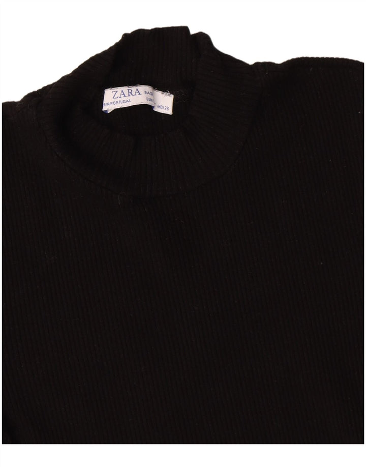 Zara T-Shirt Femme Top UK 8 Petit Noir