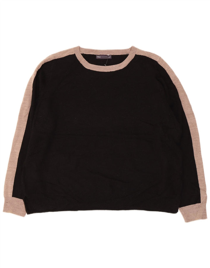 MARKS & SPENCER Pull col bateau pour femme UK 20 2XL Noir