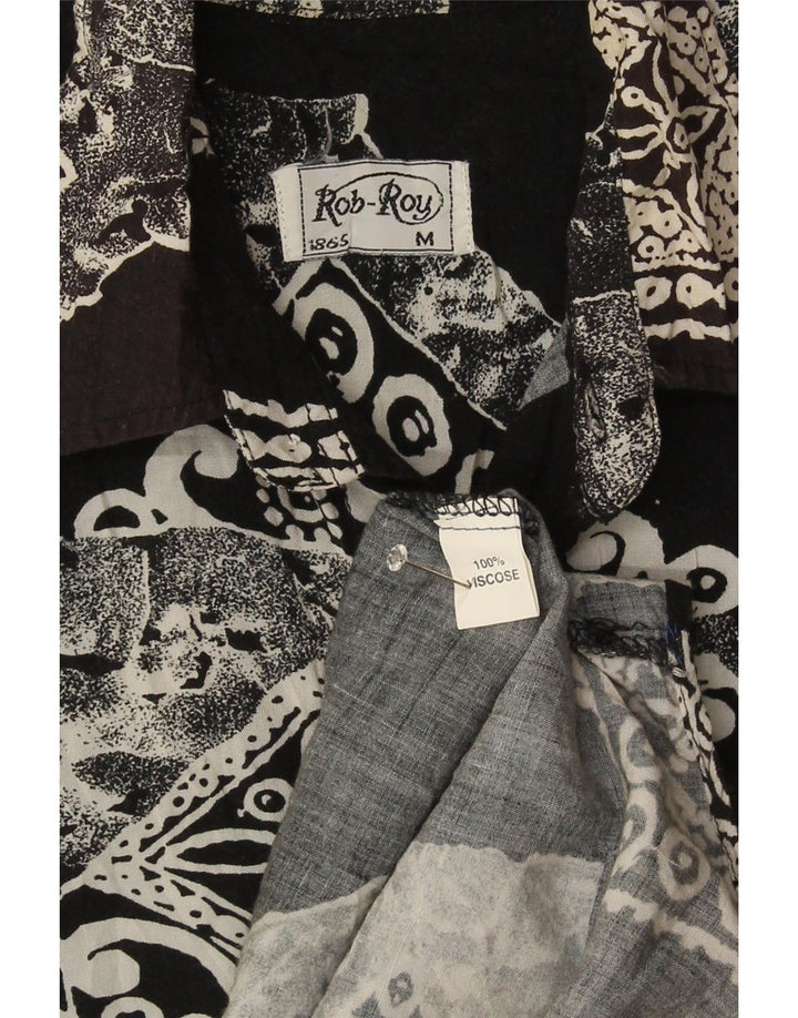 Rob Roy Chemise à Manches Courtes Homme Noir Moyen Patchwork Viscose