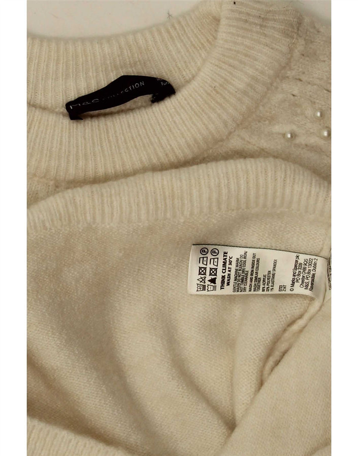 Marks & Spencer Pull à col rond pour femme UK 10 Small Blanc cassé