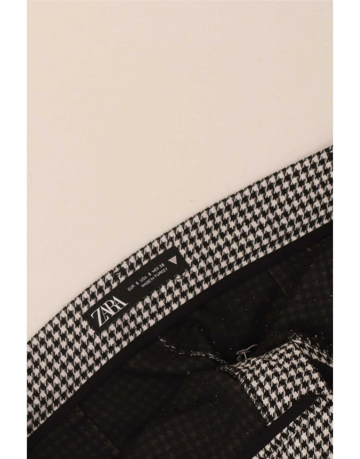 Zara Short Chino Femme Petit W26 Pied De Poule Noir