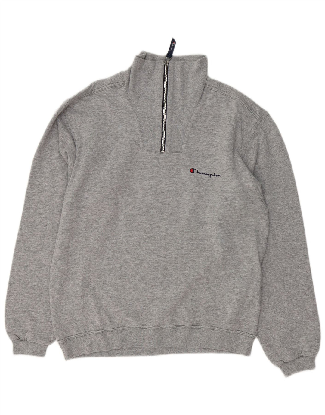 Champion Sweat-shirt à col zippé pour homme Petit coton moucheté gris