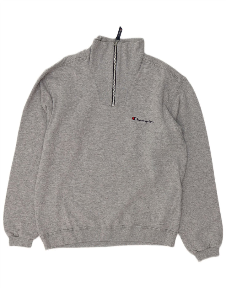 Champion Sweat-shirt à col zippé pour homme Petit coton moucheté gris