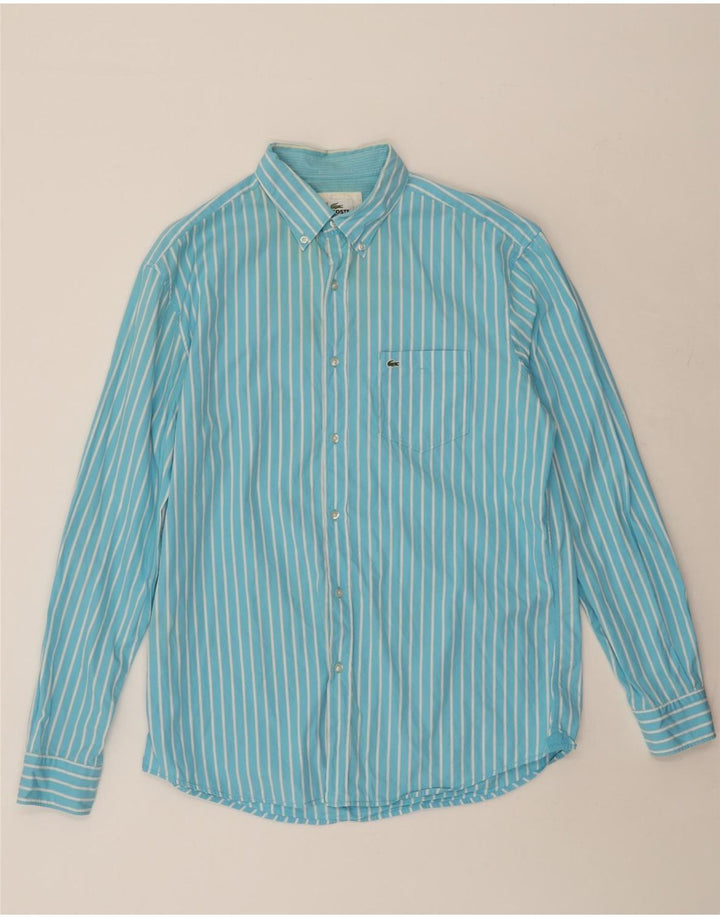 LACOSTE Chemise Regular Fit Homme Taille 42 Grand Coton Rayé Bleu