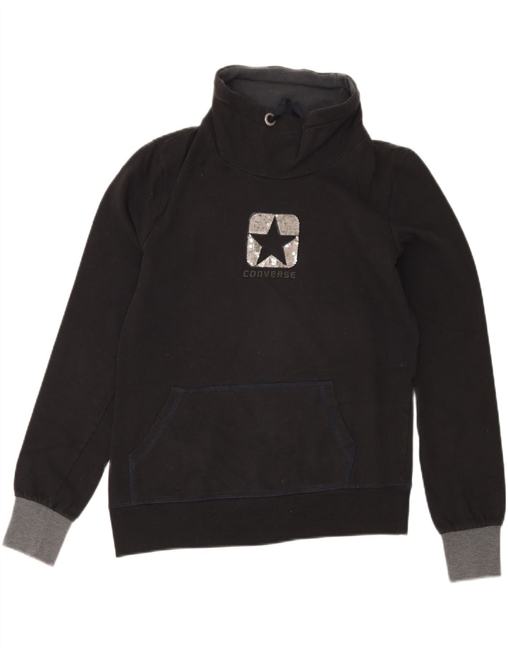 CONVERSE Womens Graphic Sweatshirt Jumper UK 14 Large Black Cotton Vintage Converse and Second-Hand Converse from Messina Hembry 