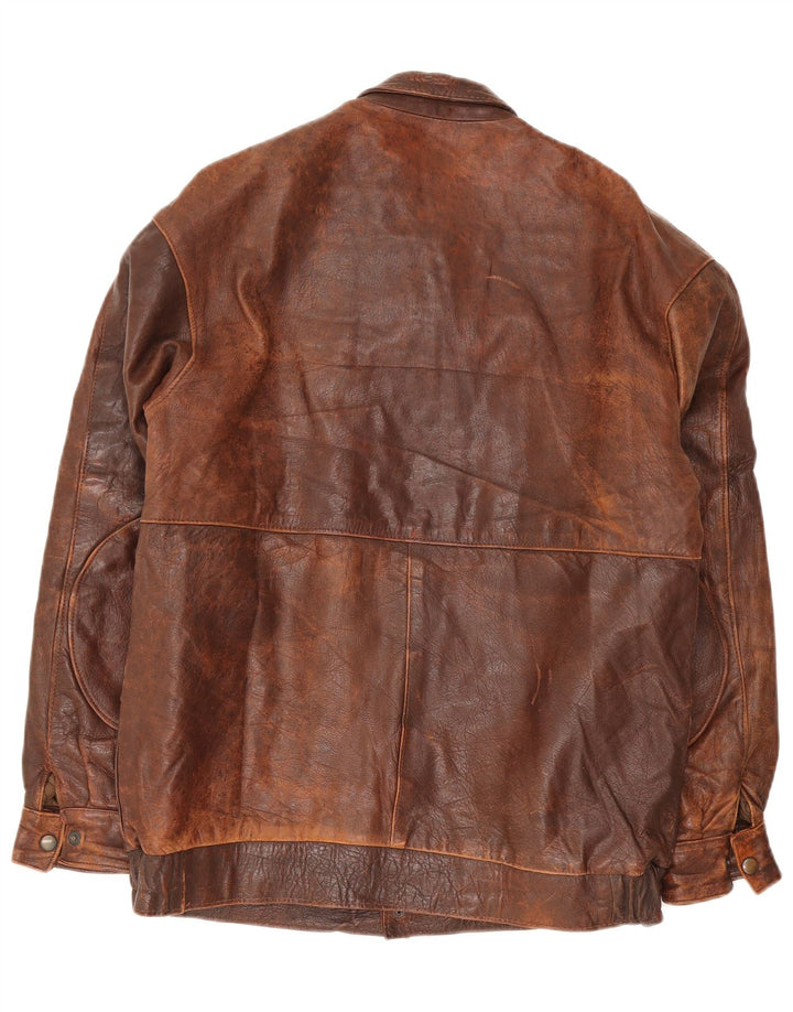 veste en cuir homme vintage UK 40 Grand Marron