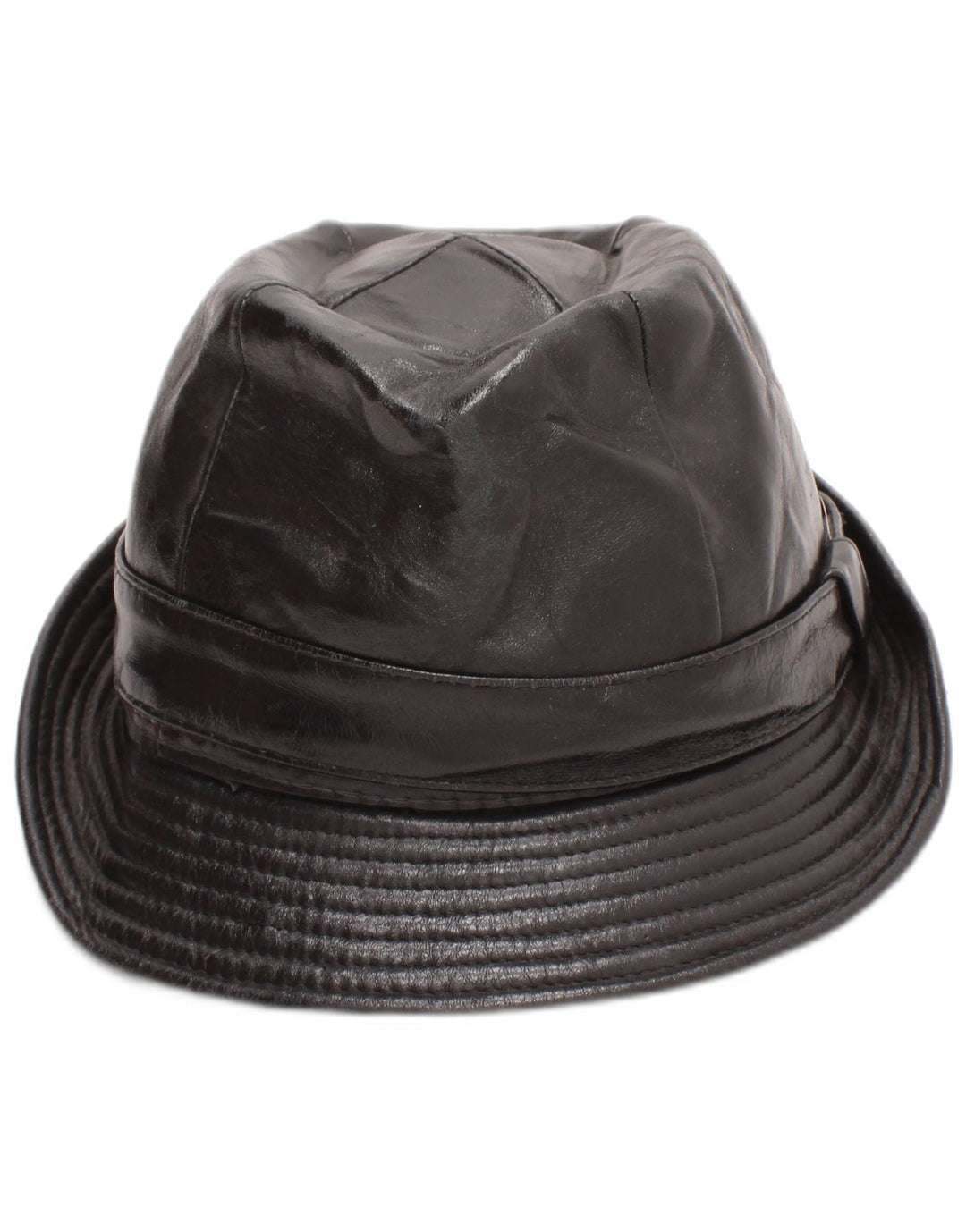 Chapeau Fedora en cuir vintage pour homme moyen noir