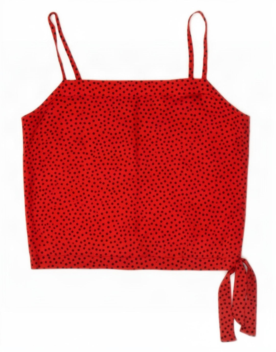 vintage Womens Crop Cami Top UK 12 Rouge moyen tacheté