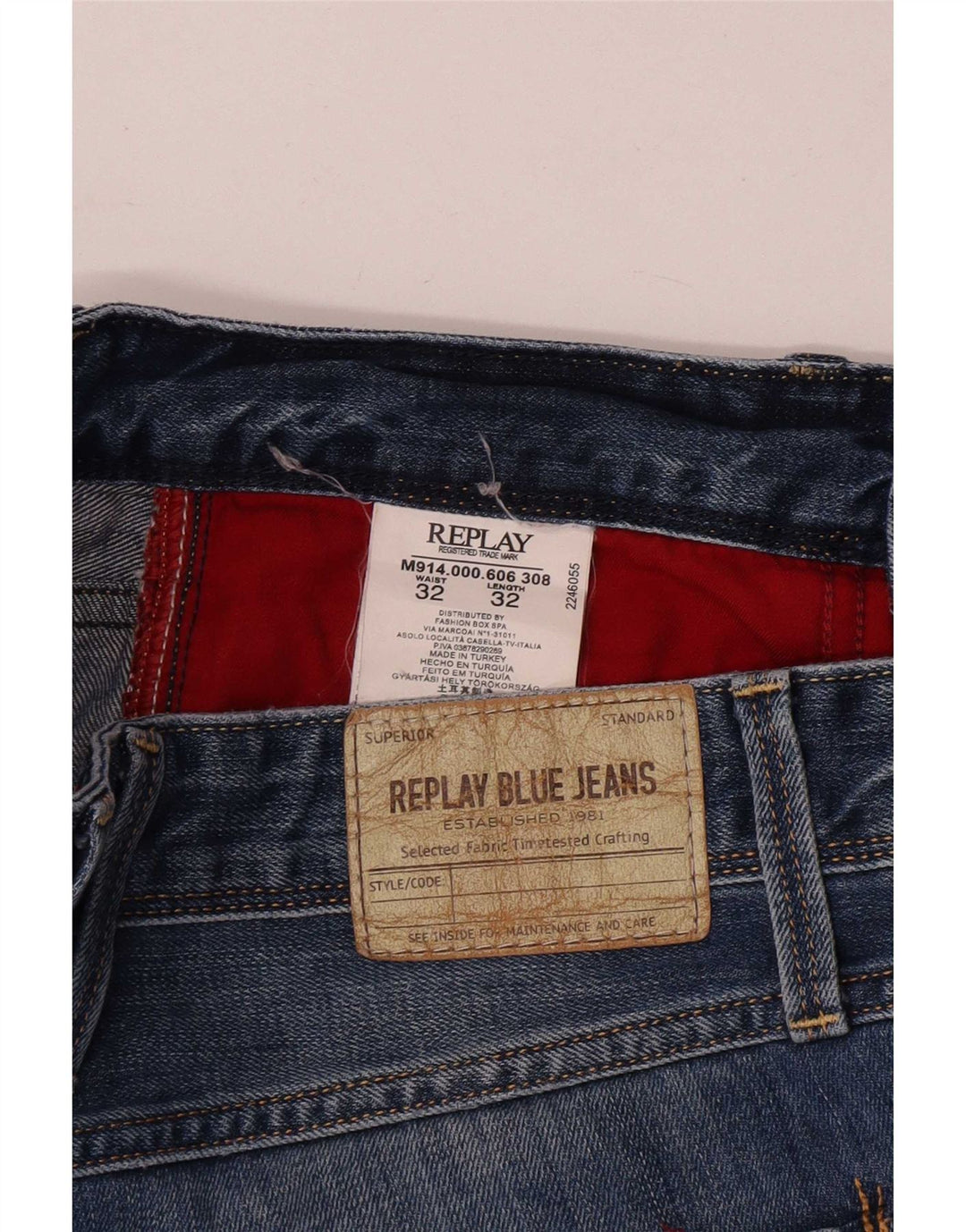 Replay Jean Slim Homme W32 L32 Bleu Coton