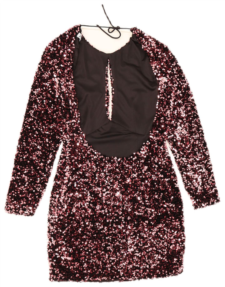 Zara Robe fourreau à manches longues pour femme UK 8 Petit Polyester Rose