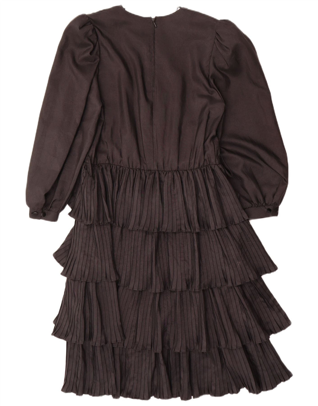 VINTAGE Robe à manches longues pour femmes EU 36 Petit polyester noir