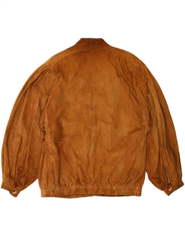 VINTAGE Womens Suede Jacket UK 14 Medium Brown Leather