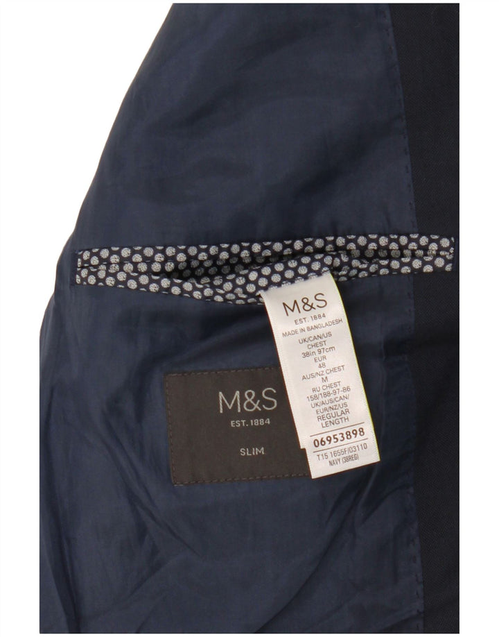 Marks & Spencer Veste blazer slim à 2 boutons pour homme UK 38 Bleu marine moyen