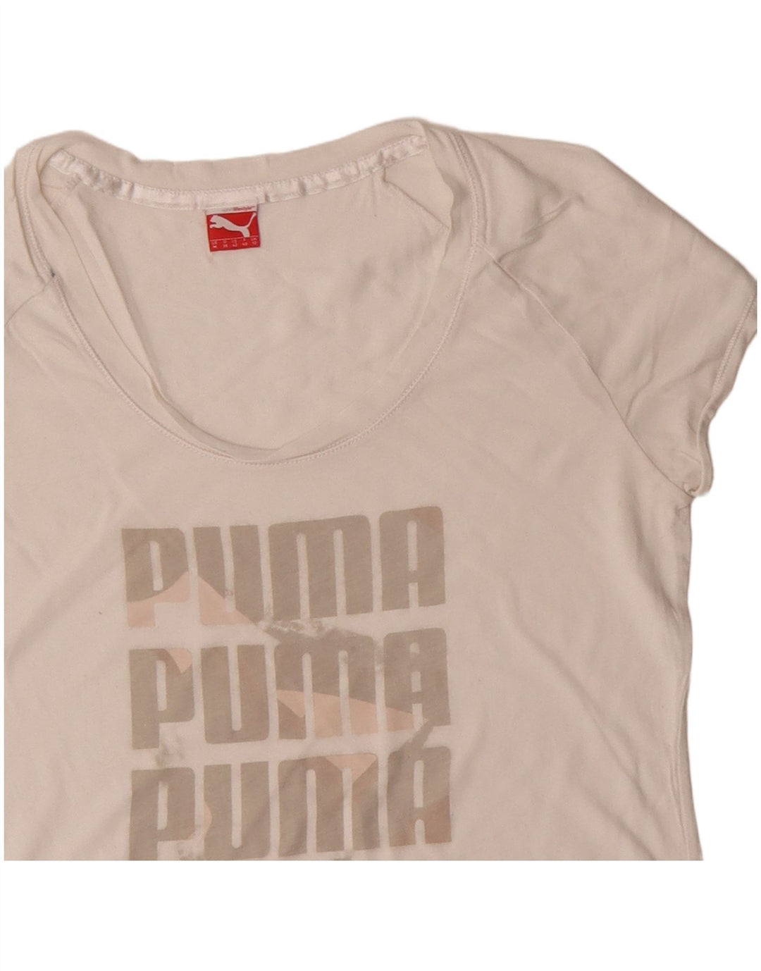 Puma T-shirt graphique pour femme UK 12 Blanc moyen