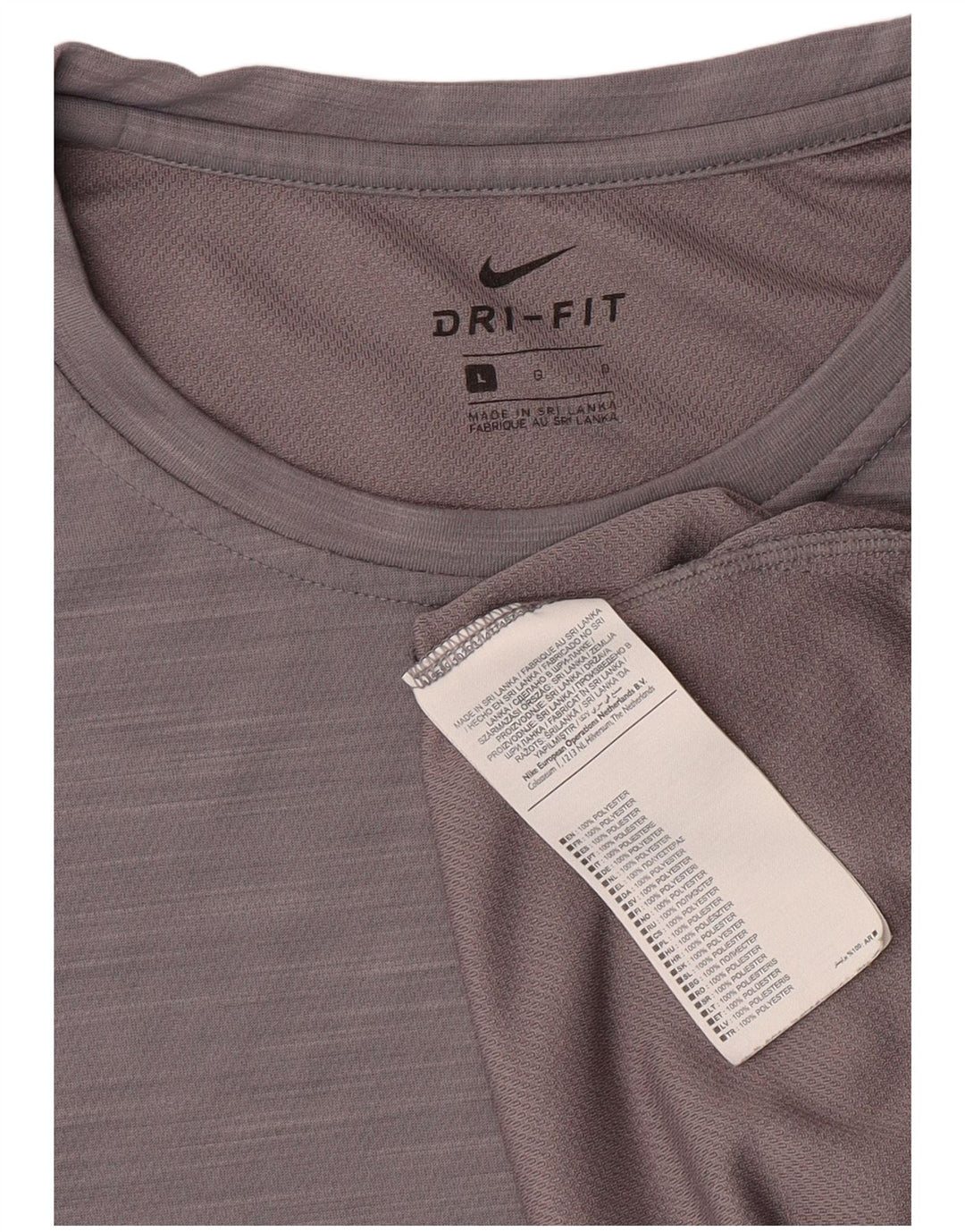NIKE Womens Dri Fit T-Shirt Top UK 16 Large Gris Moucheté Polyester