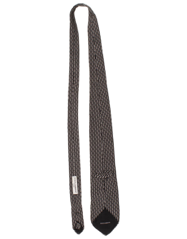 Dolce & Gabbana Cravate Homme Taille Unique Noir Géométrique Soie Classique