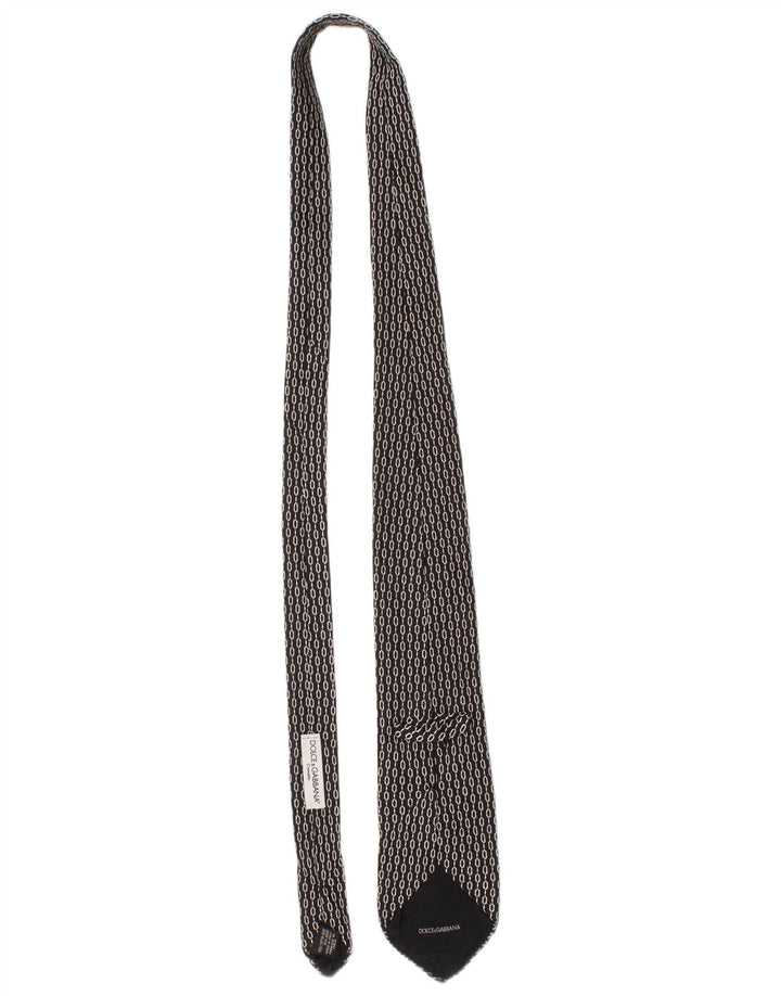 Dolce & Gabbana Cravate Homme Taille Unique Noir Géométrique Soie Classique