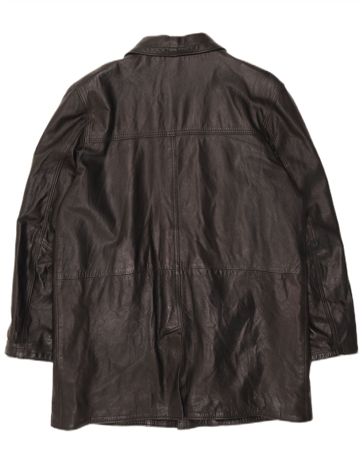 veste en cuir surdimensionnée vintage pour homme UK 40 Grand cuir noir